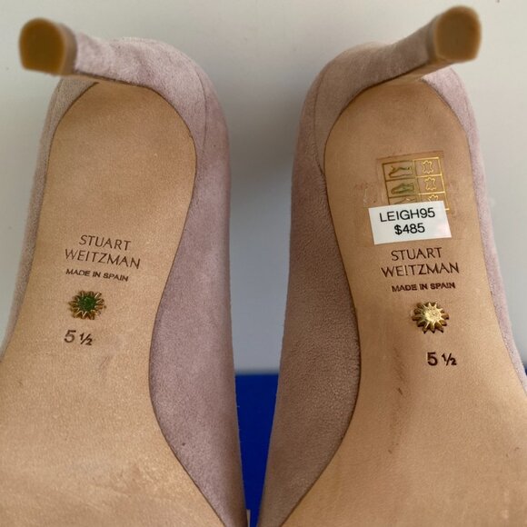 (LIKE NEW ) STUART WEITZMAN |LEIGH 95 | SUEDE BABY PINK - Picture 11 of 17